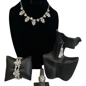 Elegant Silver Paparazzi Fashion Fix Floral Jewelry Set